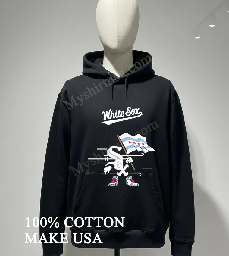 White Sox Mascot Holding Chicago Flag Shirt Hoodie Shirt