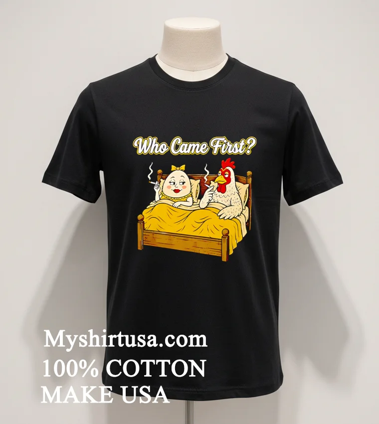 Who Came First Chicken Or Egg Funny funny america t-shirts - balck-shirt Who Came First Chicken Or Egg Funny Shirt Balck Shirt 1