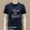 Whos The Enemy Distressed Horror Movie Style Font Shirt Navy Shirt