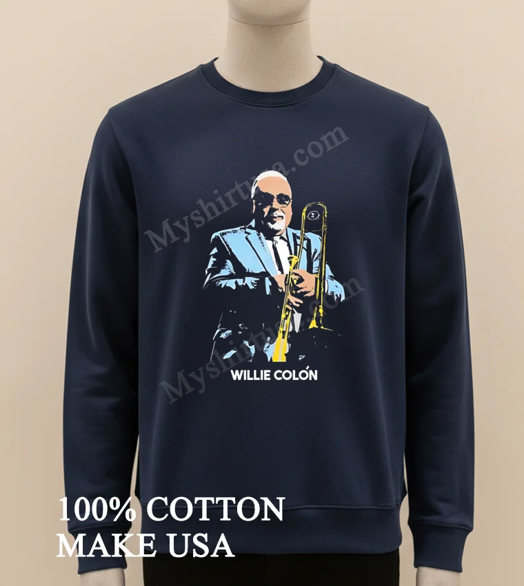 Willie Colón Salsa Musician Playing Trombone funny america t-shirts - long sleve shirt Willie Colon Salsa Musician Playing Trombone Shirt Long Sleve Shirt