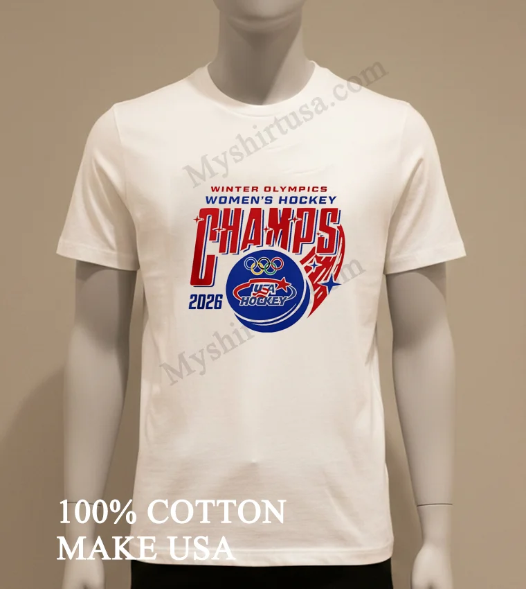Winter Olympics Womens Hockey Champs 2026 Usa Hockey Puck Shirt White T Shirt 1