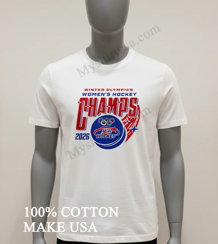 Winter Olympics Womens Hockey Champs 2026 Usa Hockey Puck Shirt White T Shirt 2