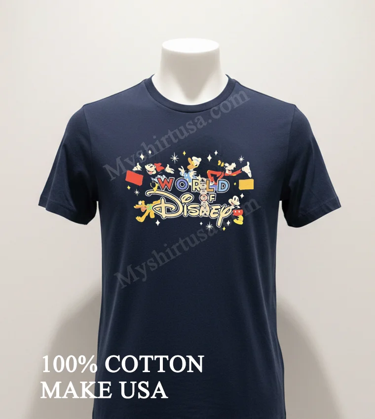 World Of Disney Mickey And Friends Colorful Character Shirt Navy Shirt 1