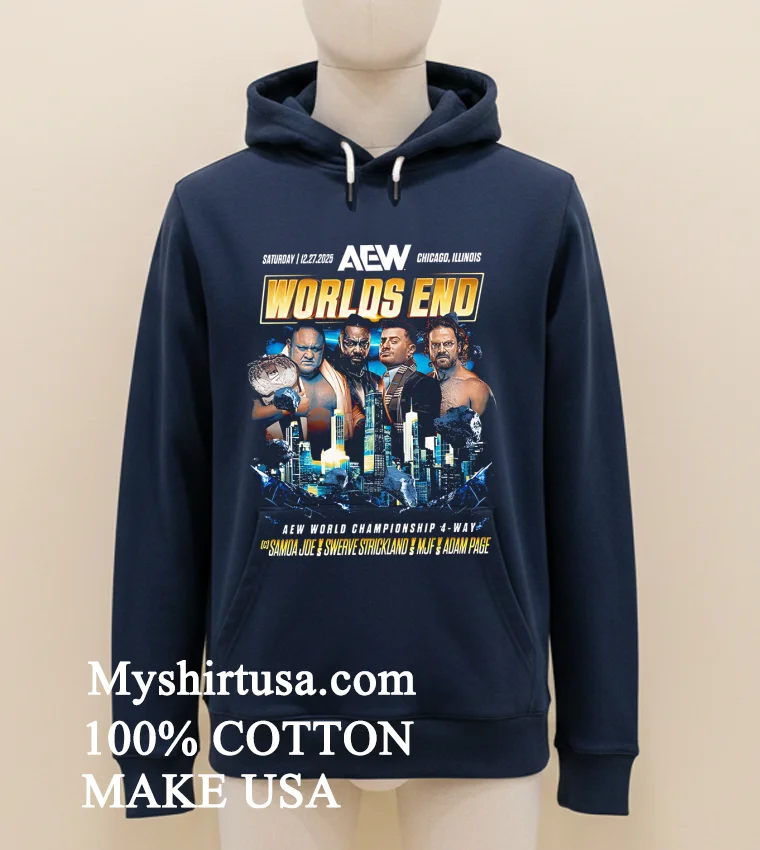 Worlds End Aew World Championship 4 Way Samoa Joe Swerve Strickland Mjf Adam Page Shirt Navy Shirt 1