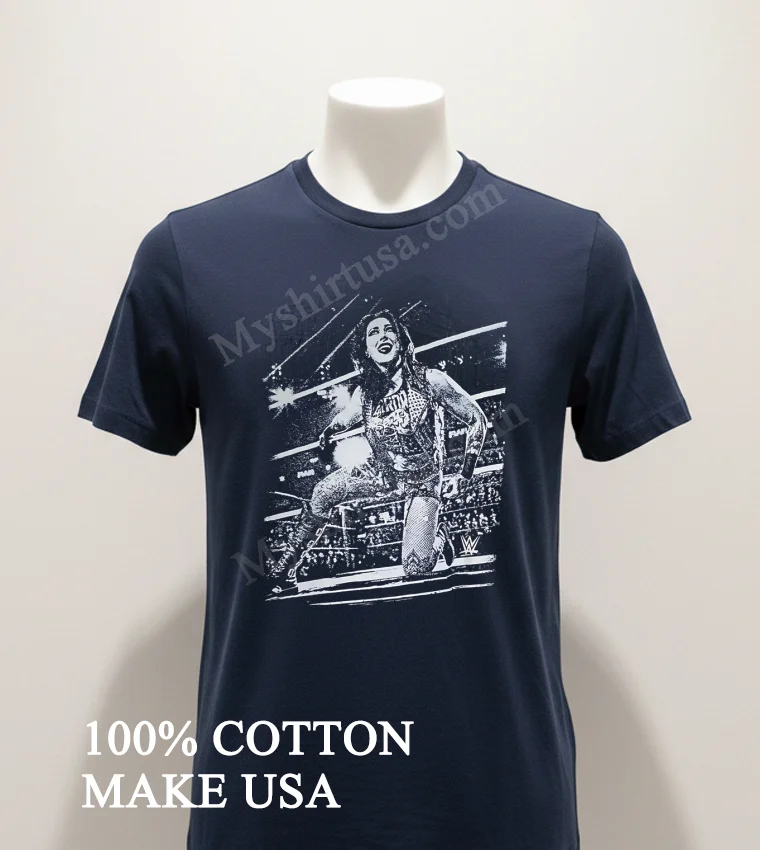 Wwe Rhea Ripley Mami On Her Knees In Ring Shirt Navy Shirt 1