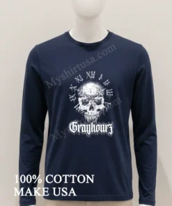 Xii Grayhourz Skull Clock Gothic funny america t-shirts