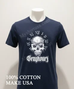 Xii Grayhourz Skull Clock Gothic funny america t-shirts