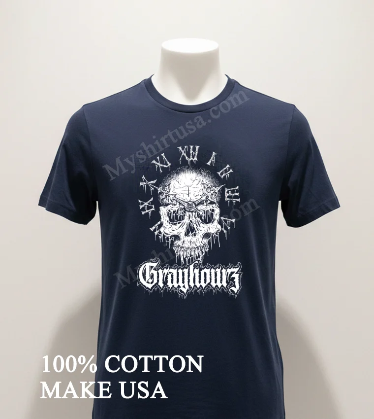 Xii Grayhourz Skull Clock Gothic Shirt Navy Shirt 1