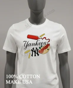 Yankees Ketchup Bottle Hot Dog And Crinkle Fries funny america t-shirts