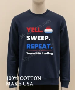 Yell Sweep Repeat Team Usa Curling funny america t-shirts
