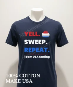 Yell Sweep Repeat Team Usa Curling funny america t-shirts