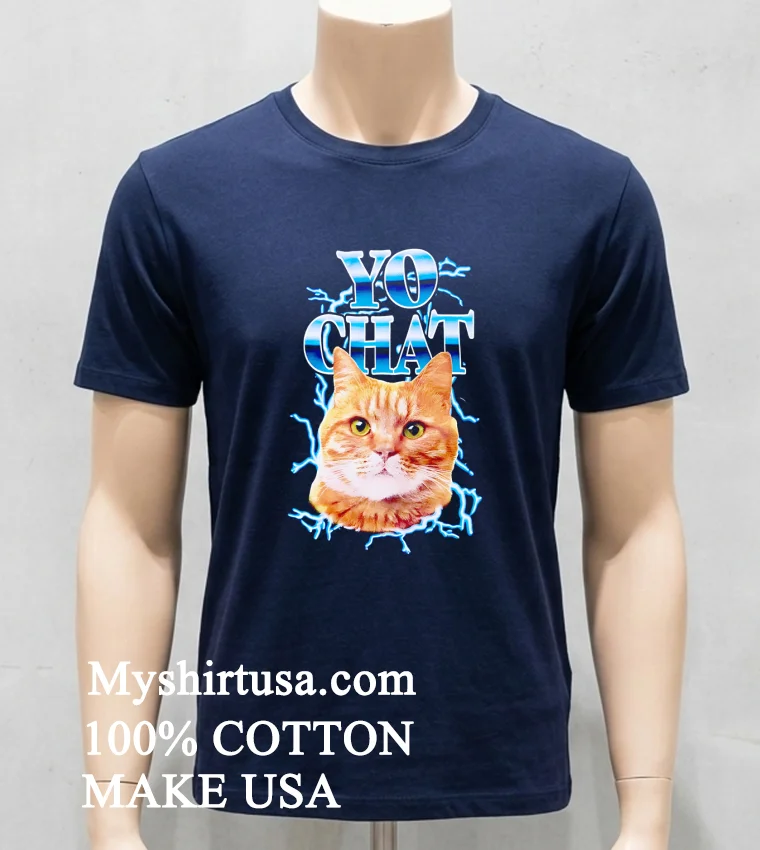Yo Chat Cat Lightning Shirt Navy Shirt